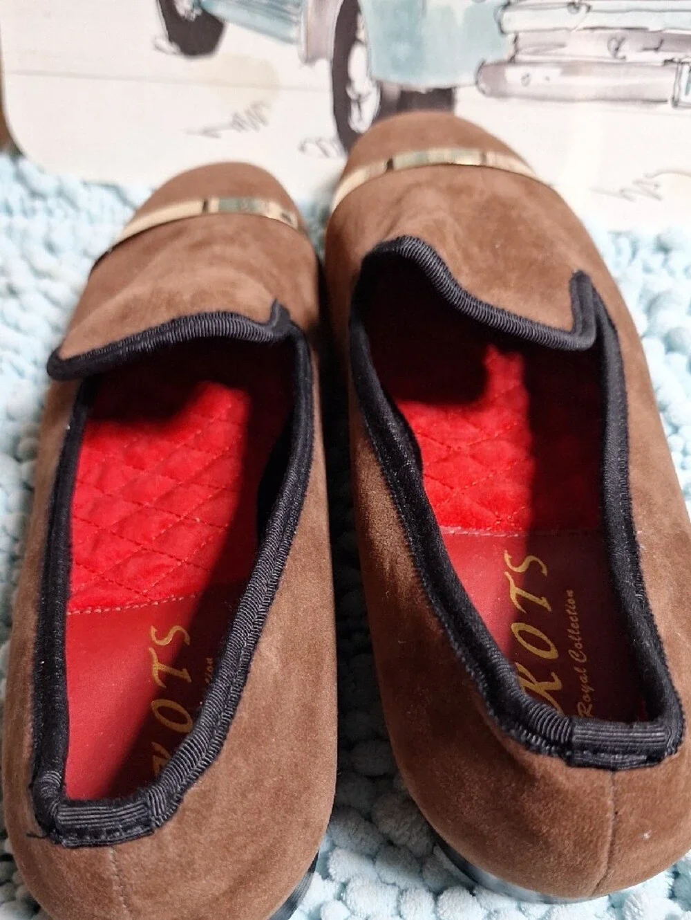 Brown Suede Ekot Men’s Slip-On Loafers with Gold Accent